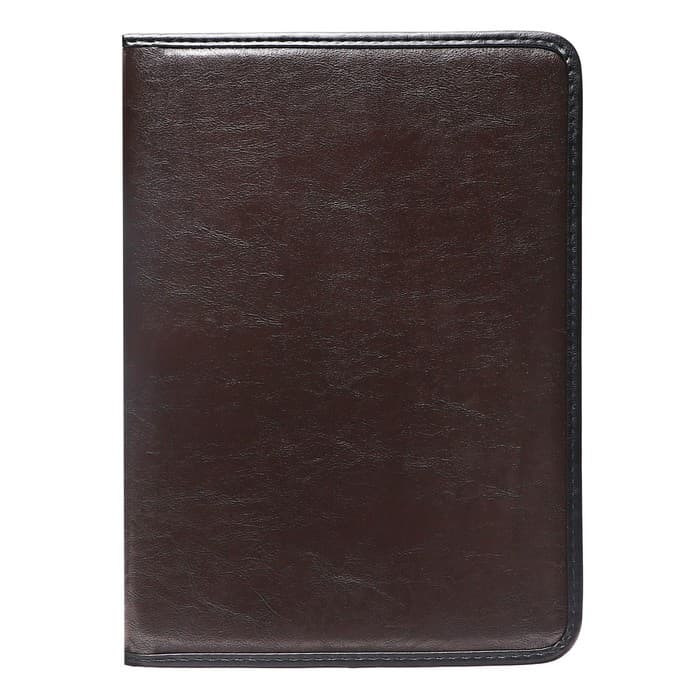 Папка деловая, искусственная кожа, для бумаг, 370×275×30 мм, с металлическим прижимом, ручка-петля «Люкс» коричневая 6Д041