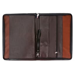 Папка деловая, искусственная кожа, для бумаг, 370×275×30 мм, с металлическим прижимом, ручка-петля «Люкс» коричневая 6Д041