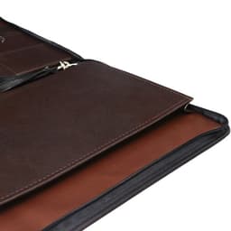 Папка деловая, искусственная кожа, для бумаг, 370×275×30 мм, с металлическим прижимом, ручка-петля «Люкс» коричневая 6Д041