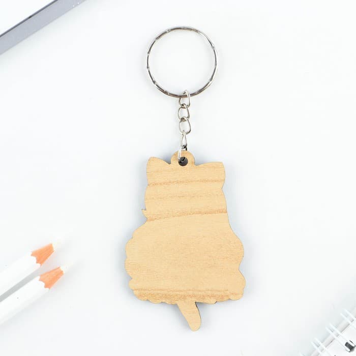 Брелок для ключей деревянный аниме «Девочка-котенок», 4×6 см