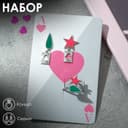 Набор 2 предмета: серьги, кольцо «Аниме», звезда и капля, зелёно-розовый в серебре