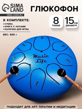 Глюкофон - музыкальный инструмент, синий, 8 лепестков, 15×9 см
