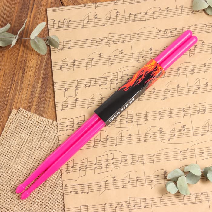 Барабанные палочки Music Life 5 А розовые, светящиеся