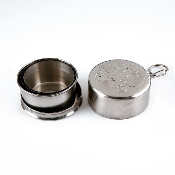 Складной стакан с карабином «Герб РФ», 150 мл