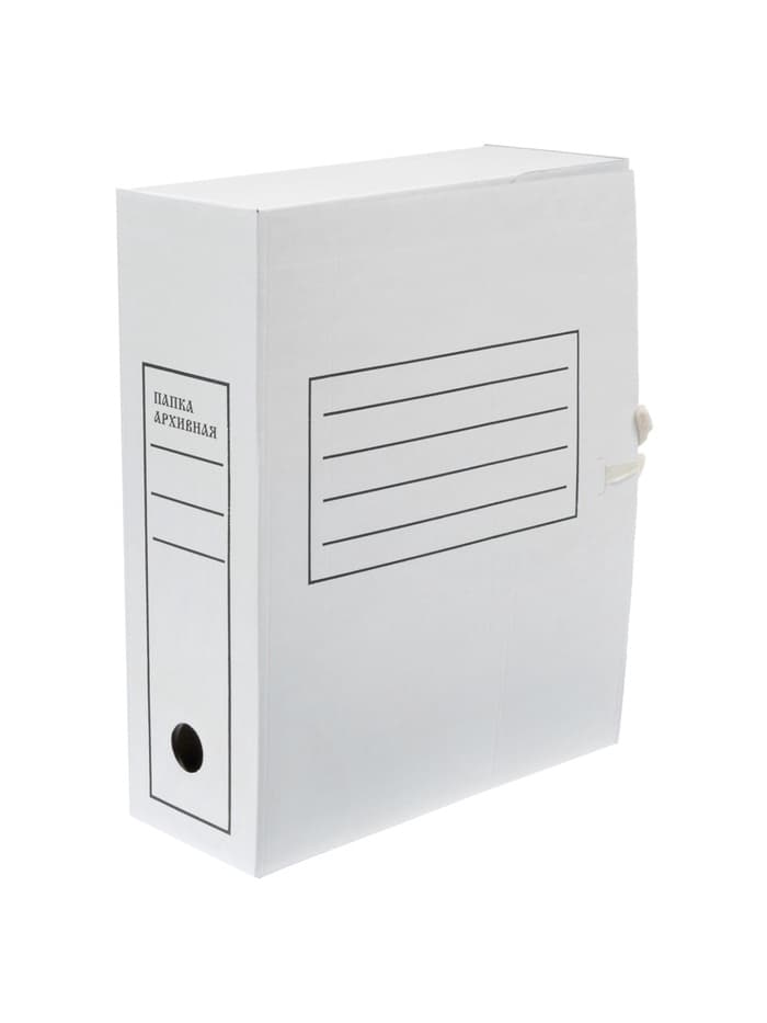 Папка архивная с завязками Calligrata, микрогофрокартон, 100 мм, до 900 л, белая