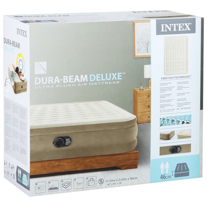 Кровать надувная QUEEN ULTRA PLUSH AIRBED, 203×152×46 см, со встроенным насосом, 64428ND INTEX