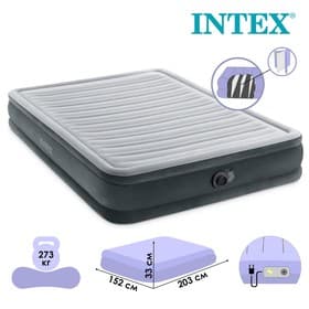 Кровать надувная FULL COMFORT-PLUSH AIRBED, 152×203×33 см, с встроенным насосом, 67770ND INTEX