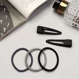 Набор для волос QF «Лиора», 6 резинок, 2 заколки 5 см, классика, чёрно-серый