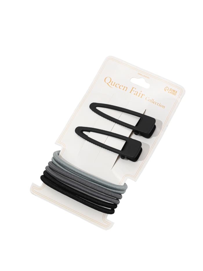 Набор для волос QF «Лиора», 6 резинок, 2 заколки 5 см, классика, чёрно-серый