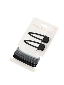 Набор для волос QF «Лиора», 6 резинок, 2 заколки 5 см, классика, чёрно-серый