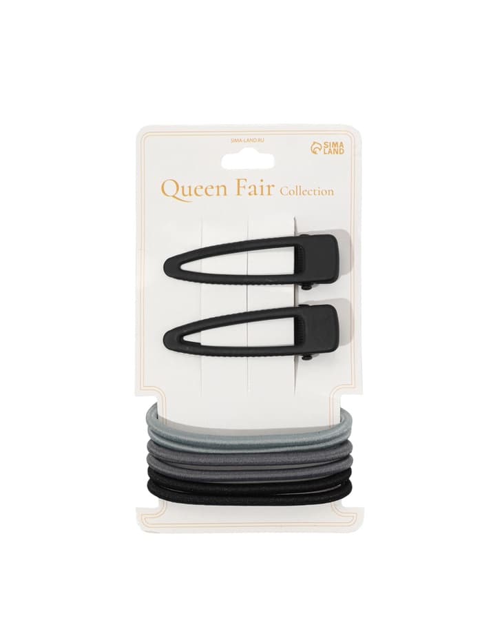 Набор для волос QF «Лиора», 6 резинок, 2 заколки 5 см, классика, чёрно-серый