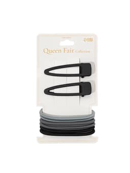 Набор для волос QF «Лиора», 6 резинок, 2 заколки 5 см, классика, чёрно-серый