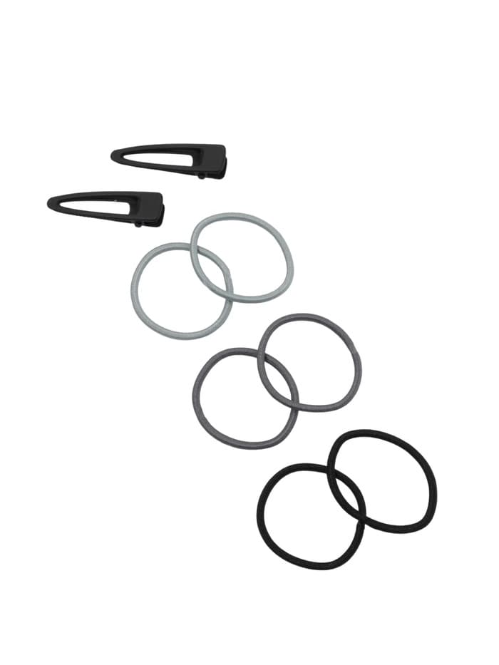 Набор для волос QF «Лиора», 6 резинок, 2 заколки 5 см, классика, чёрно-серый