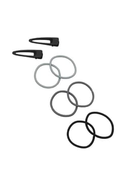 Набор для волос QF «Лиора», 6 резинок, 2 заколки 5 см, классика, чёрно-серый