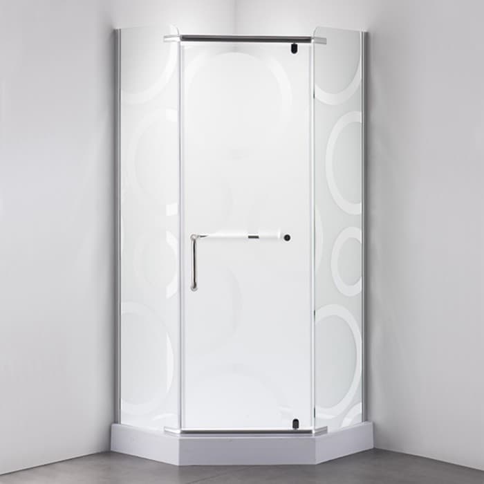 Душевое ограждение Comforty 31NR, матовое стекло с рисунком круги, 90×90×197.5 см