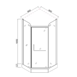 Душевое ограждение Comforty 31NB, прозрачное стекло, чёрный профиль, 90×90×200 см