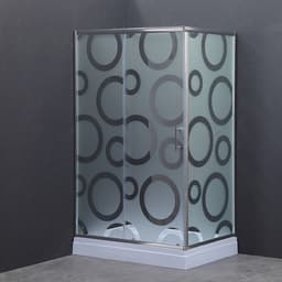 Душевое ограждение Comforty 33R, матовое стекло с рисунком круги, 120×80×192.5 см
