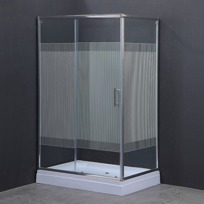 Душевое ограждение Comforty 33V, прозрачное стекло с рисунком линии, 120×80×192.5 см