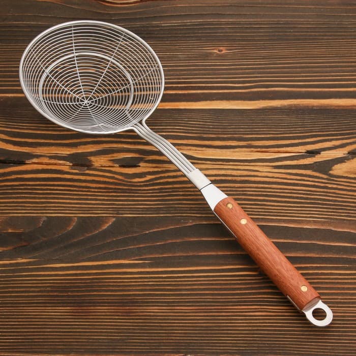 Дуршлаг-сито Шафран, d=14 см, с деревянной ручкой, металл
