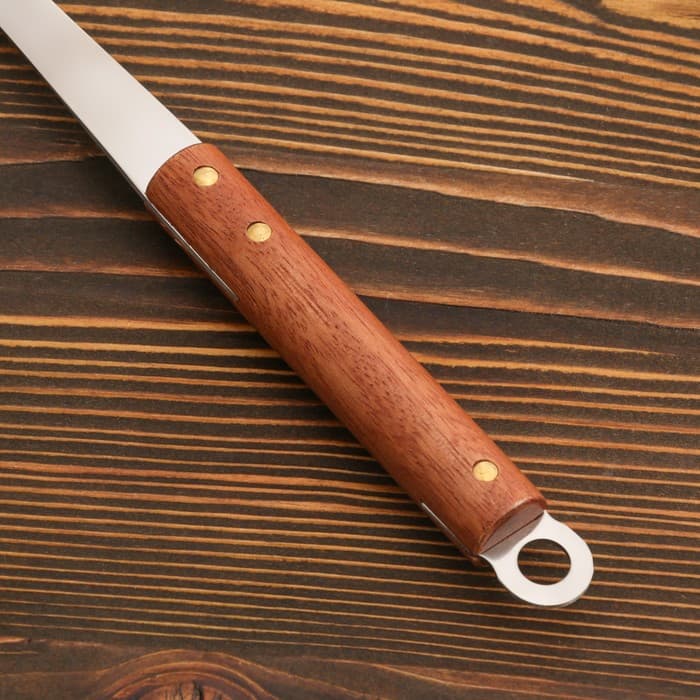 Ложка-шумовка Шафран, 35 см, черпало 10×7 см, с деревянной ручкой, металл