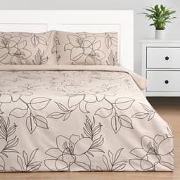 Постельное бельё евро «Этель» Graphic flowers, мако-сатин