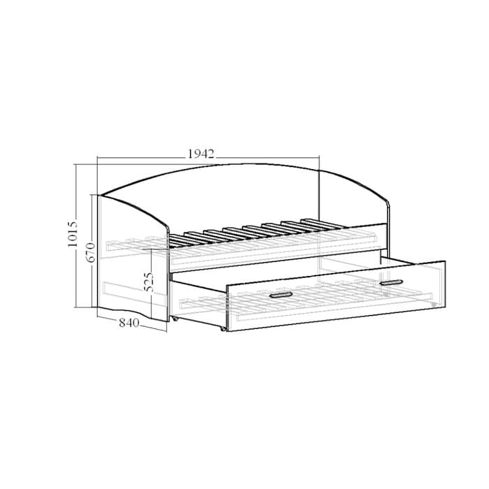 Кровать выдвижная, с мягкой спинкой, 800×1900 мм, 700×1800 мм, велюр, цвет белый