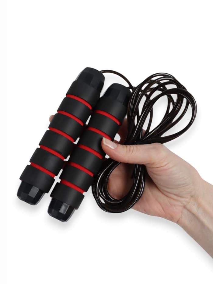 Скакалка спортивная ONLYTOP, 2.8 м, регулируемая, скоростная, с подшипником, чёрная, красная