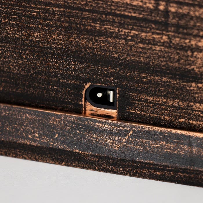 Ночник «Камин» LED от батареек 3хАА USB черный с медной патиной 12×14.5×26.5 см