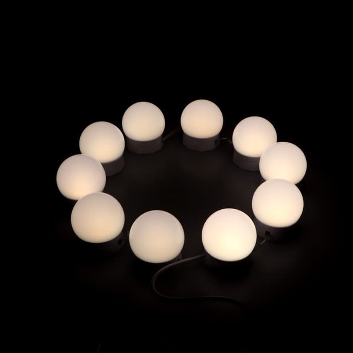 Комплект светильников для подсветки зеркала, 10 шт., контроллер, от USB, 3000 - 6500К, 3 режима свечения