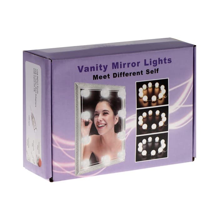 Комплект светильников для подсветки зеркала, 10 шт., контроллер, от USB, 3000 - 6500К, 3 режима свечения