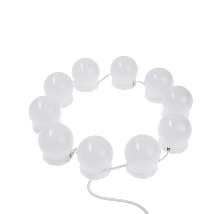 Комплект светильников для подсветки зеркала, 10 шт., контроллер, от USB, 3000 - 6500К, 3 режима свечения