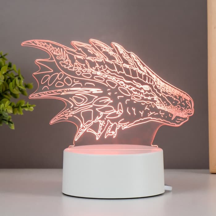 Светильник 3D RISALUX «Дракон», LED-ночник, белый 15×9.5×11 см