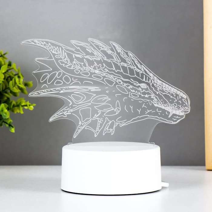 Светильник 3D RISALUX «Дракон», LED-ночник, белый 15×9.5×11 см