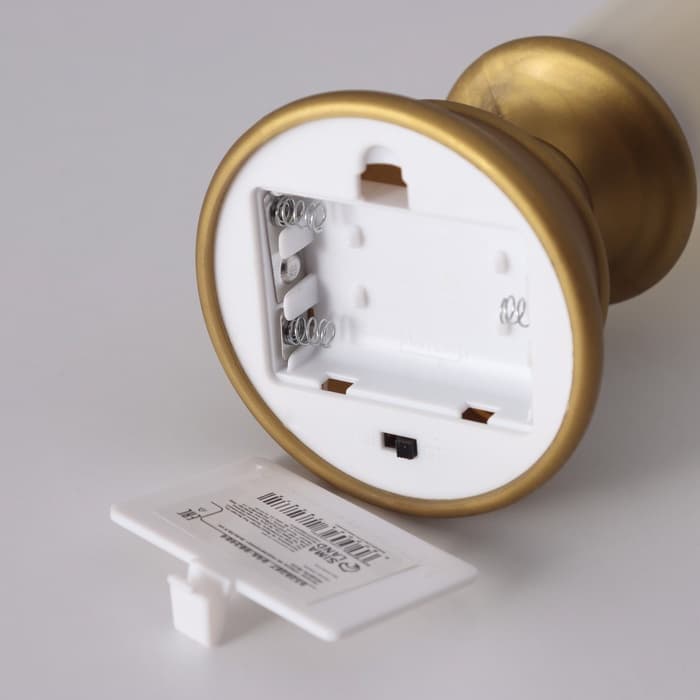 Светодиодная свеча в подсвечнике RISALUX «Ретро», ночник LED, от батареек, золото, 7×7×24 см