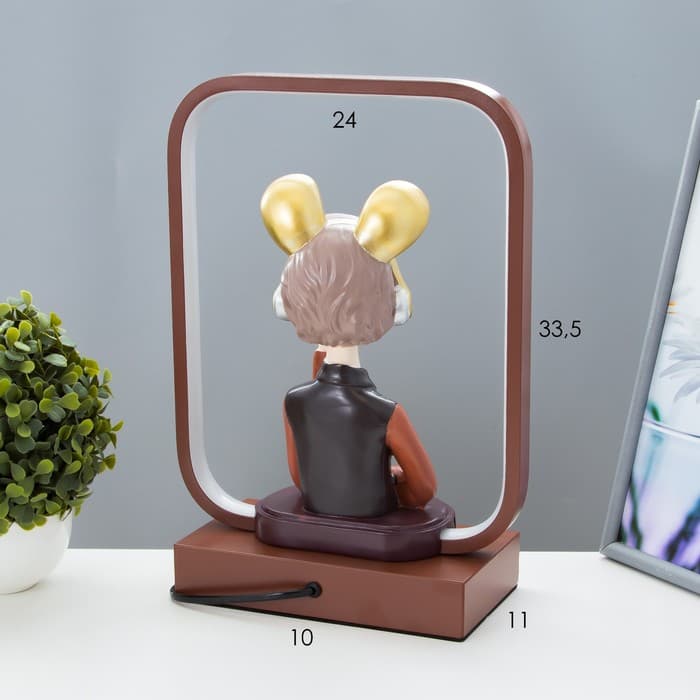 Настольная лампа «Девушка в наушниках» LED 15 Вт коричневый 24×10×34 см RISALUX