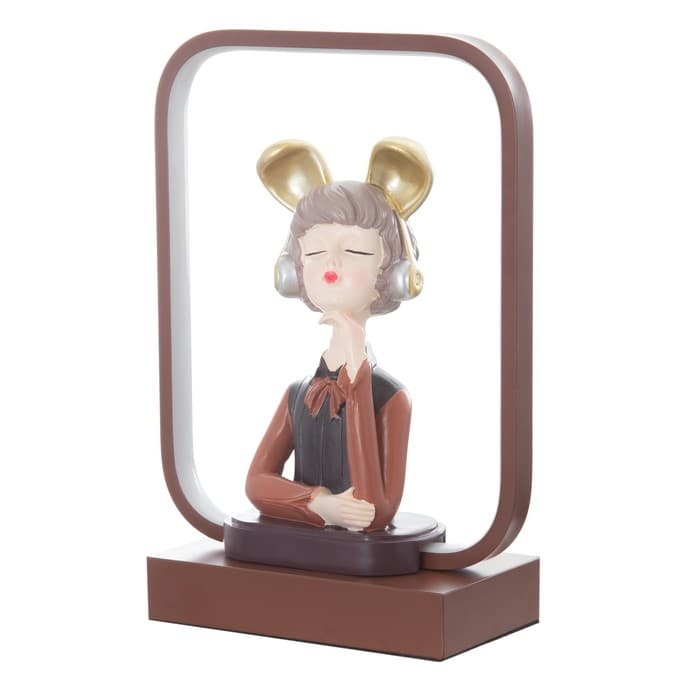 Настольная лампа «Девушка в наушниках» LED 15 Вт коричневый 24×10×34 см RISALUX