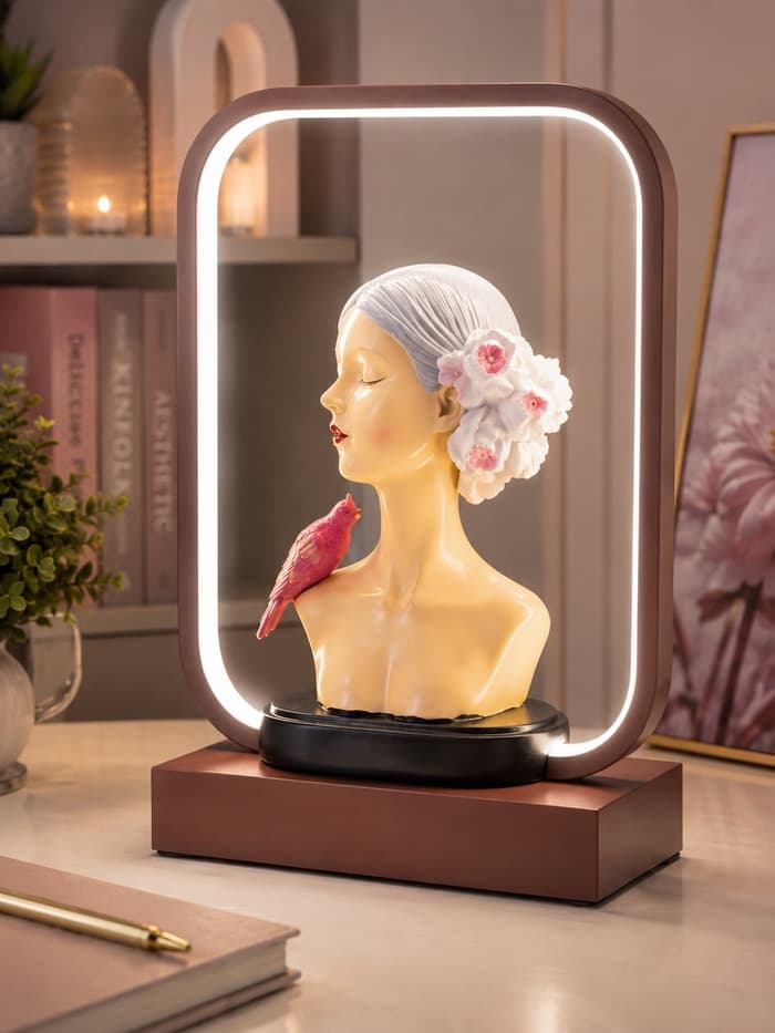 Лампа настольная RISALUX «Девушка», светодиодная, 15 Вт, коричневая, 24×10×34 см