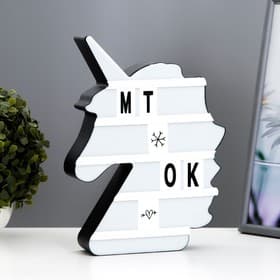 Фигурка светящаяся RISALUX «Единорог», LED-ночник, английский алфавит, цифры, от батареек/USB, 27.5×20×5 см