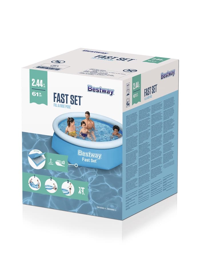 Бассейн надувной Bestway Fast Set 57448/57494, 244×61 см, круглый