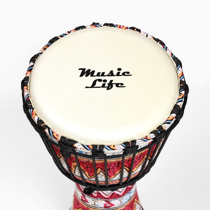 Барабан Джембе Красный орнамент, 38×21 см