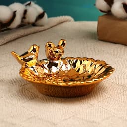 Подставка для мелочей TAKE IT EASY «Пташки» 13×13×5 см, керамика под золото