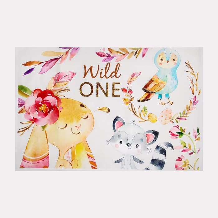 Фотофон для съёмок, винил «Зверята-малыши с цветами», 120×80 см