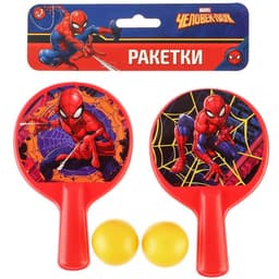 Ракетки 8×12 см, 2 мячика, Человек-паук