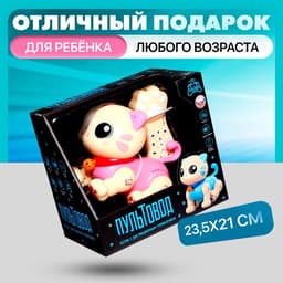 Робот кот «Пультовод» ZHORYA, на пульте управления, интерактивный: сенсорный, звук, свет, на батарейках, на русском языке, розовый