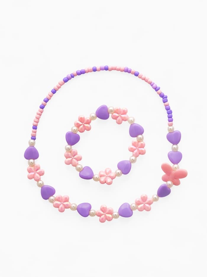 Набор детский «Выбражулька. Ромашки с бабочкой», 2 предмета: бусы, браслет, МИКС