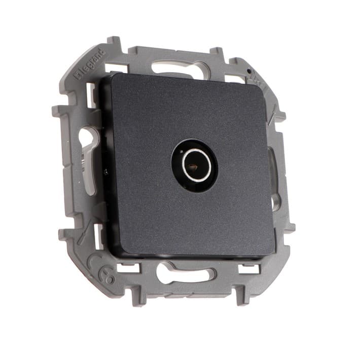 Розетка ТВ Legrand INSPIRIA, скрытая, одноместная, оконечная, 1.5 дБ - 0-2400 МГц, антрацит