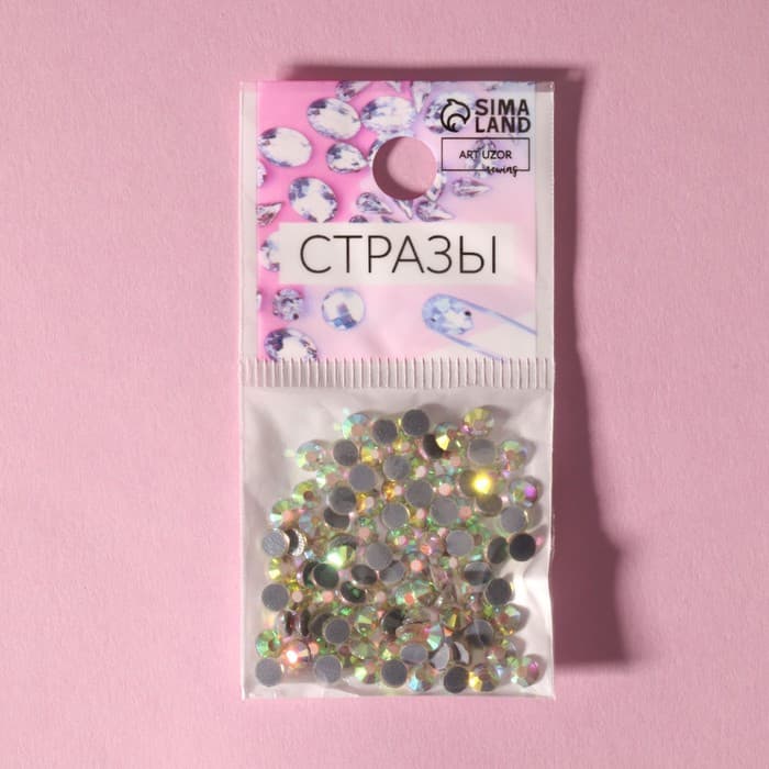 Стразы термоклеевые «Усечённый конус», с голографией, стеклянные, SS14, d=3.5 мм, 100 шт.