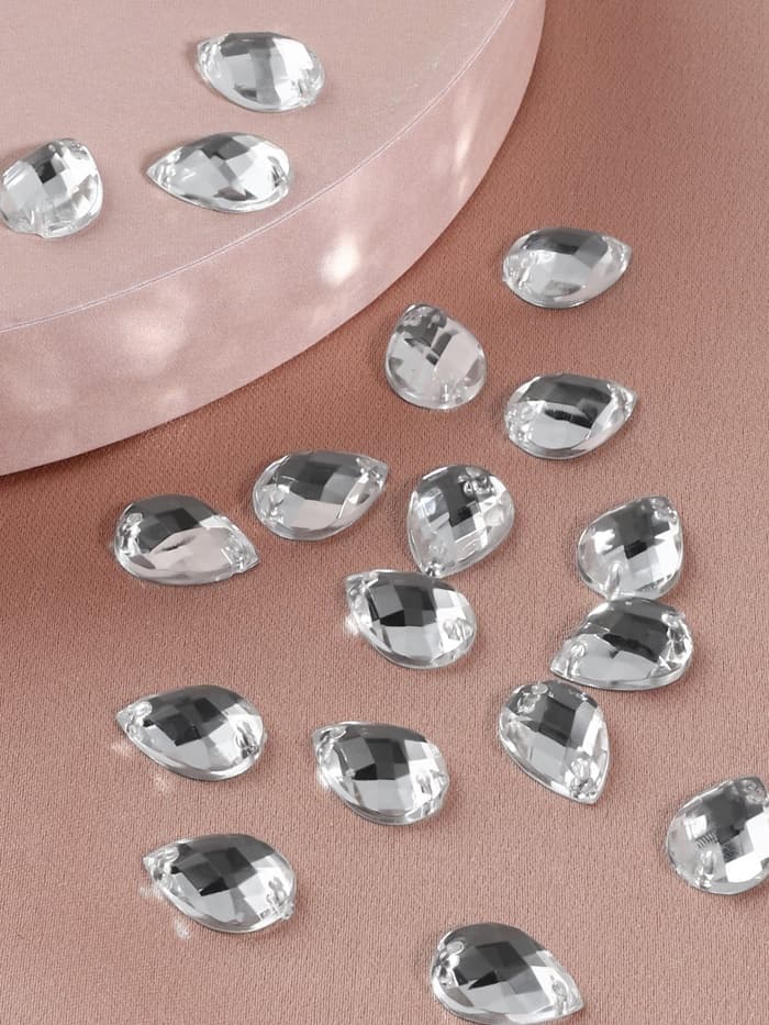 Стразы пришивные «Капля», из органического стекла, 10×14 мм, 20 шт., белые