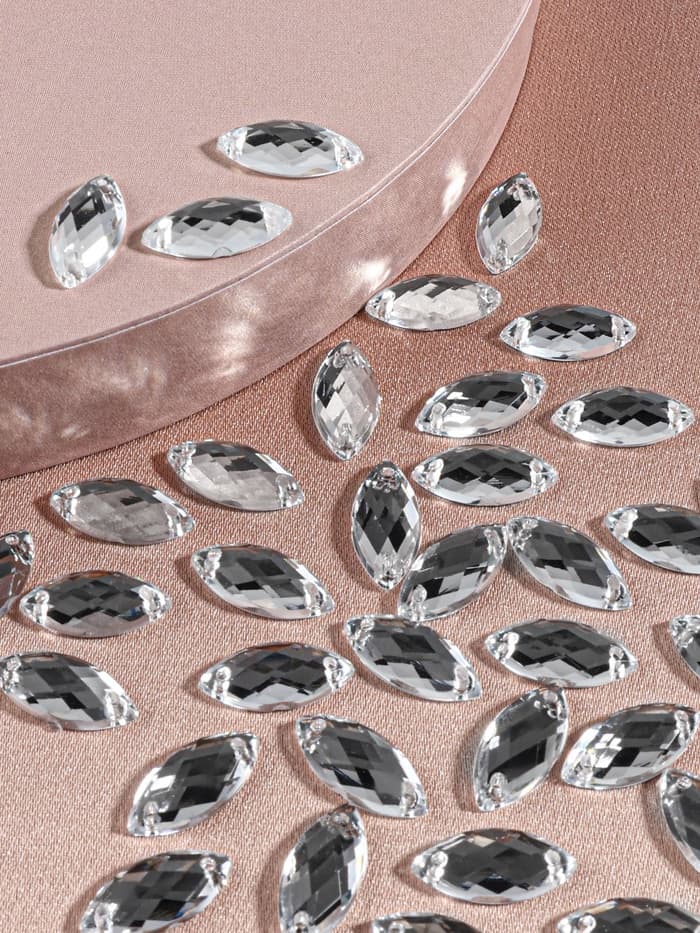 Стразы пришивные «Лепесток», лодочка, из органического стекла, 7×15 мм, 50 шт., белые