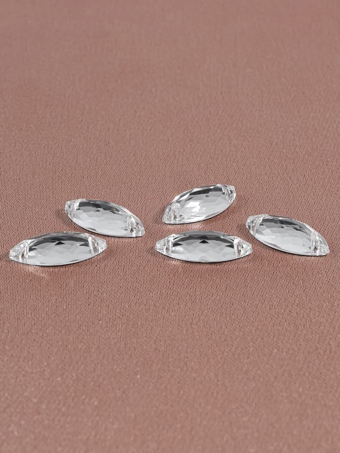 Стразы пришивные «Лепесток», лодочка, из органического стекла, 7×15 мм, 50 шт., белые